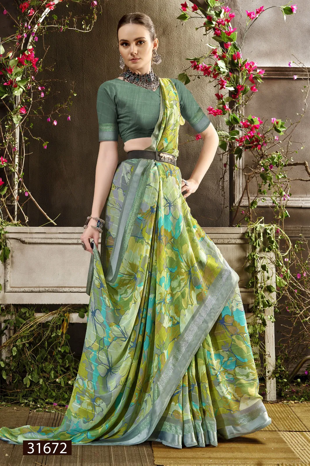 Brinda Vol 11 By Vallabhi Chiffon Printed Sarees Suppliers In India